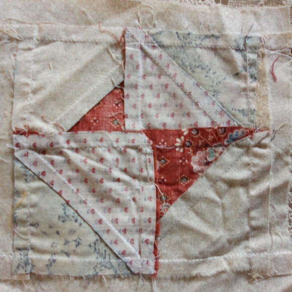 Patchwork Quilt Squares in Red, Blue, and Cream - Picture 8 of 8